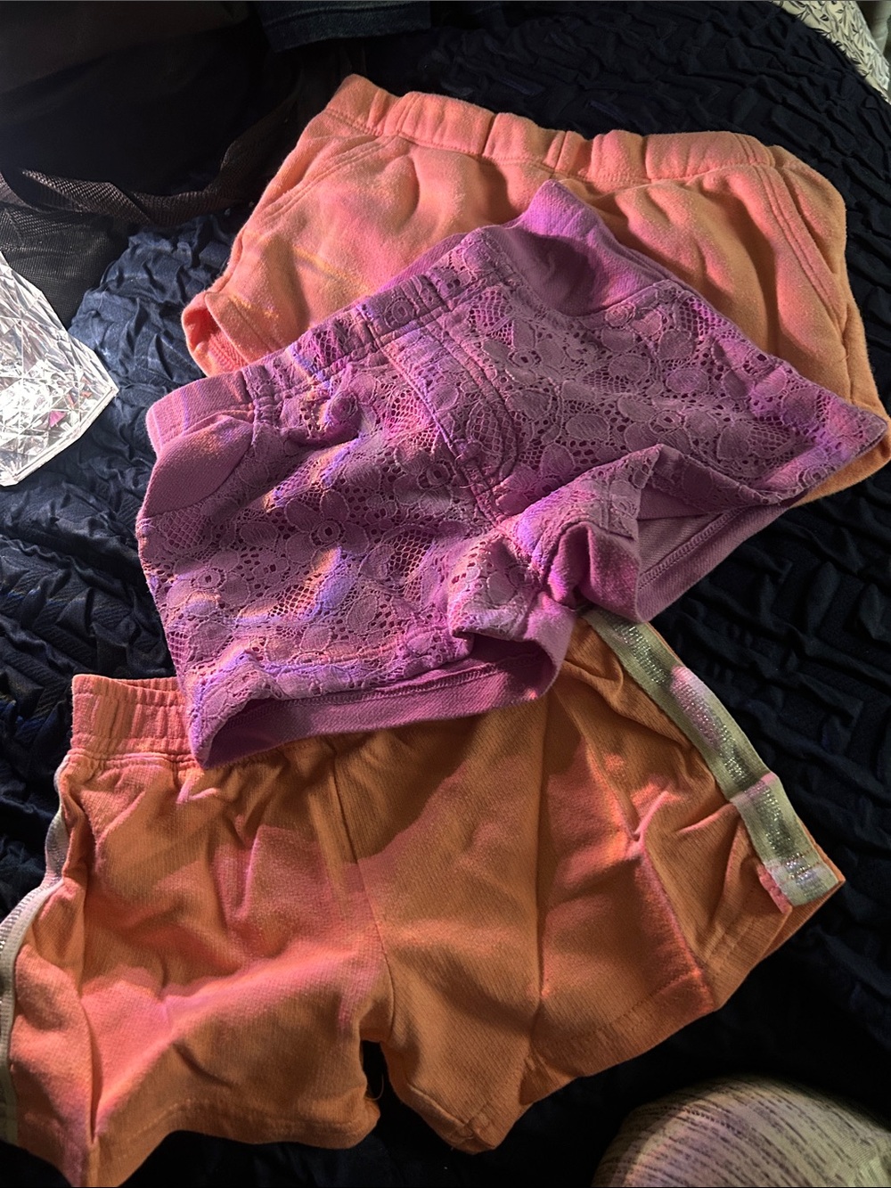 Pink Lace & Peach Casual Shorts Set